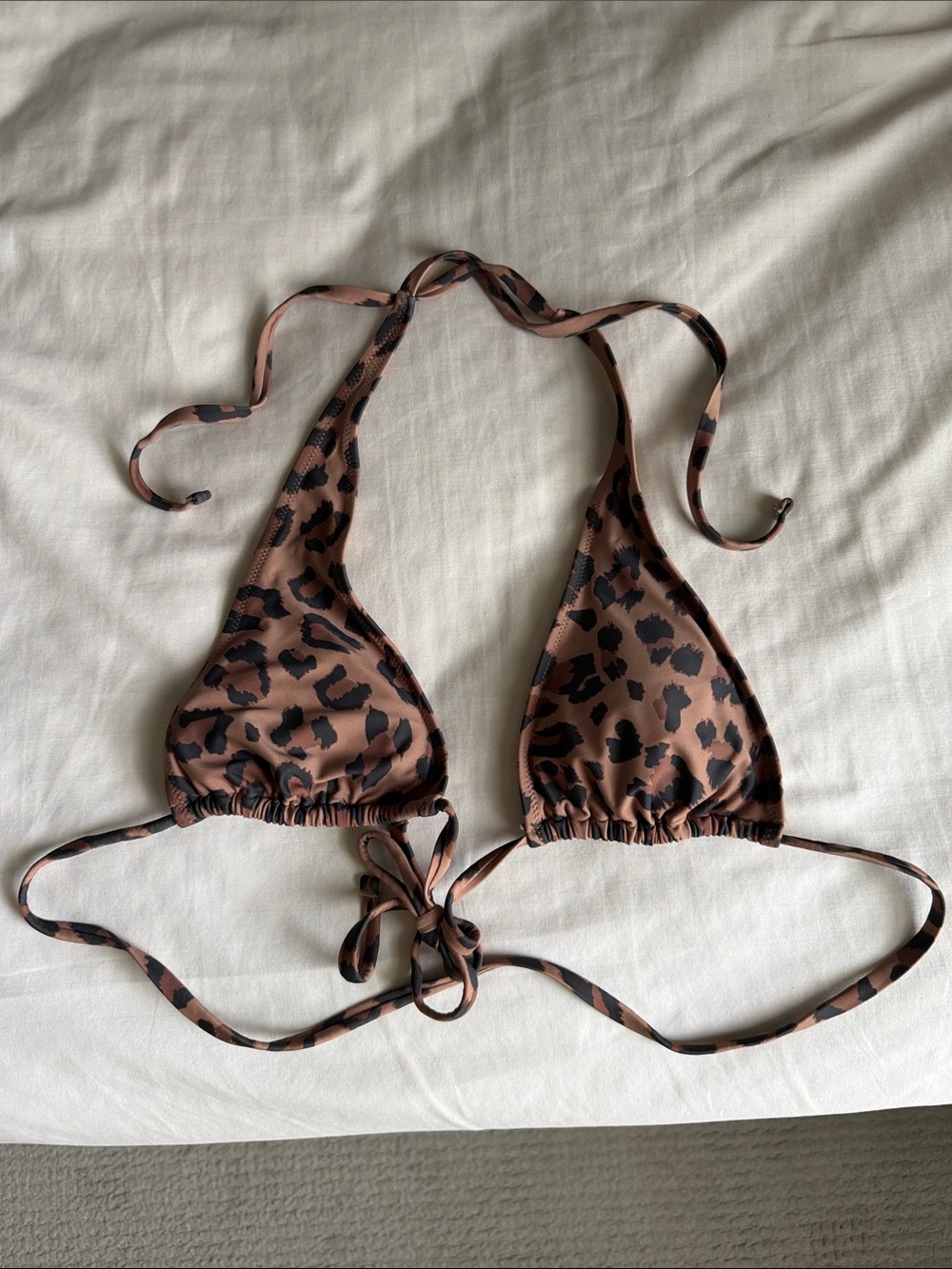 Women’s Brown Leopard Print Triangle Bikini Top